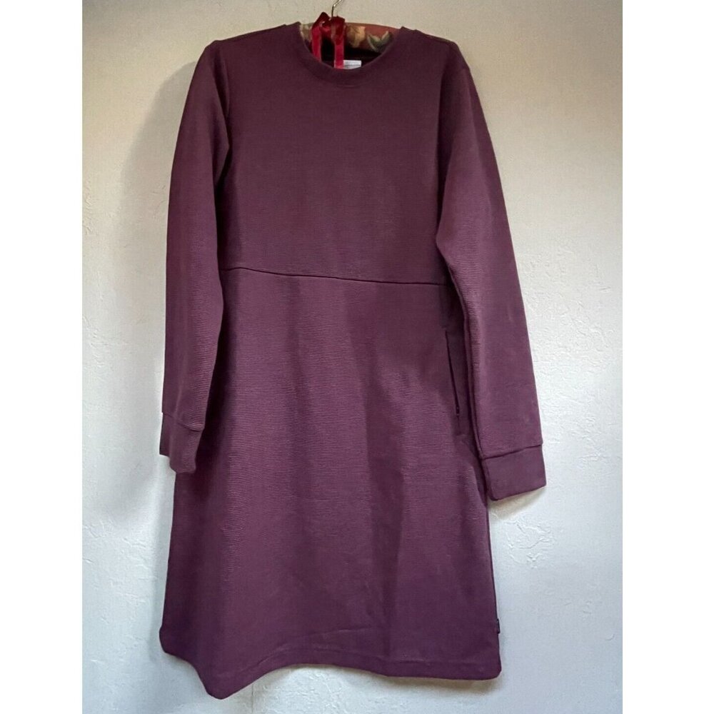 Columbia Women Firwood Ottoman Dress Medium Crew Neck Long Sleeve Purple Stretch